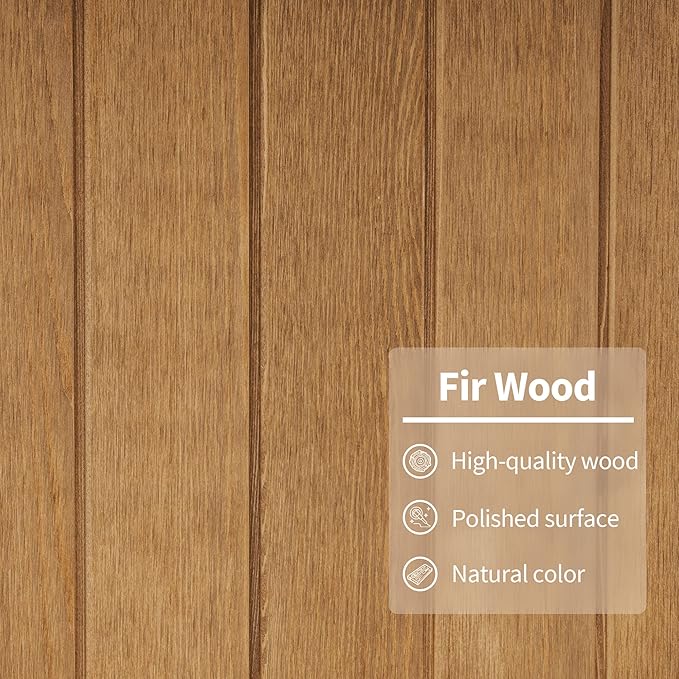 MCombo Outdoor Storage Cabinet with Shelves, Wood Garden Shed with Floor, Outside Tool Shed with 2 Lockable Doors for Yard Patio Lawn, 1400 (Natural)