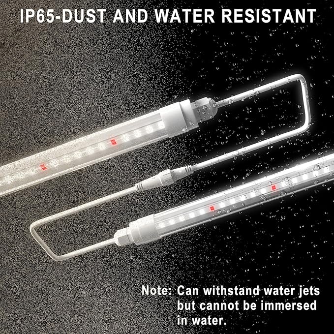 CusomikT8 T5 LED Grow Light Strips 2ft 60W(6x10W, 500W Equivalent) Full Spectrum, IP65 Waterproof Indoor Outdoor Plant Grow Lights for Greenhouse Shelves Wired Timing Switch, Plug Play 6-Pack