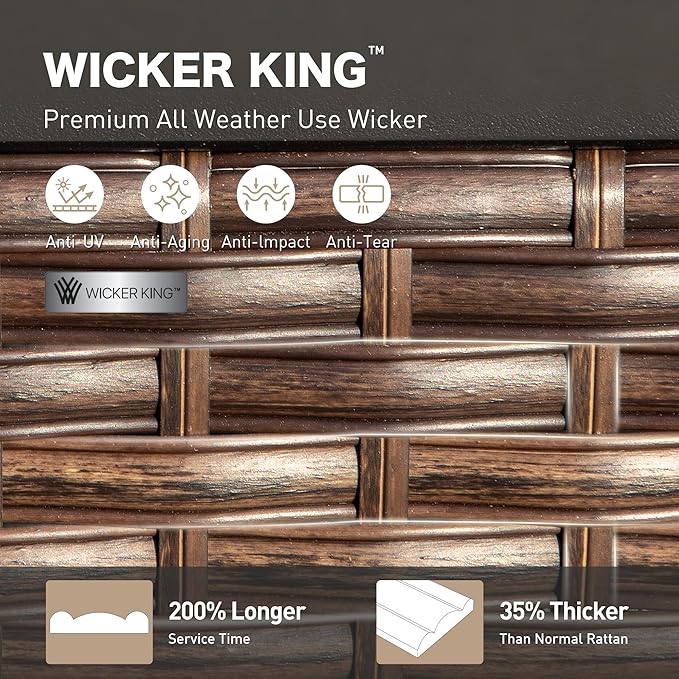 4 Piece Black Metal Outdoor Patio Furniture Sets with Firepit Table, Patio Conversation Sets 1 3-Seater Sofa, 2 Swivel Sofa with 5.75" Thick Cushion Backyard Furniture for Deck, Blue