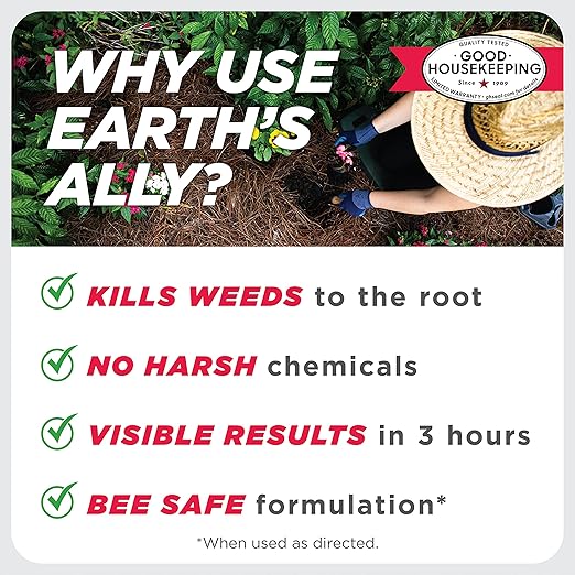 Earth's Ally Weed and Grass Killer Concentrate 20 oz | Safe, Pet-Friendly Natural Weed Control Spray for Patios, Driveways & Sidewalks, Makes 1 Gallon