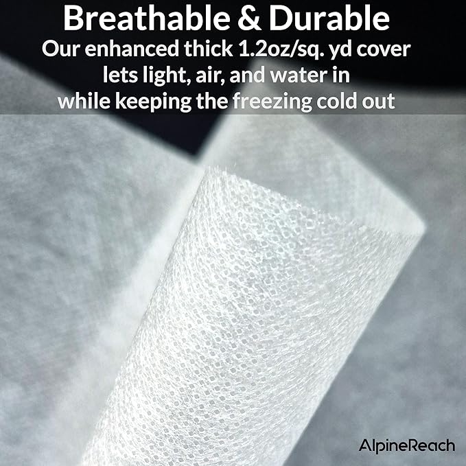 AlpineReach Plant Covers Frost & Sun Protection 10 x 50 ft - Thick 1.2 oz/yd² Freeze Blanket to Low 28 °F Temperatures Floating Row, Garden Fabric Material, Protect in Winter Cold, Gardening Down