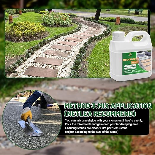 All Purpose Concentrate Rock Glue,Fast-Dry, Non-Toxic, Strong Mulch Adhesive for Landscapes, Rock Glue, Adhesive for Garden, Binder, Mulch Lock and Pea Gravel Stabilizer (3.78L, Fl Oz, 128)