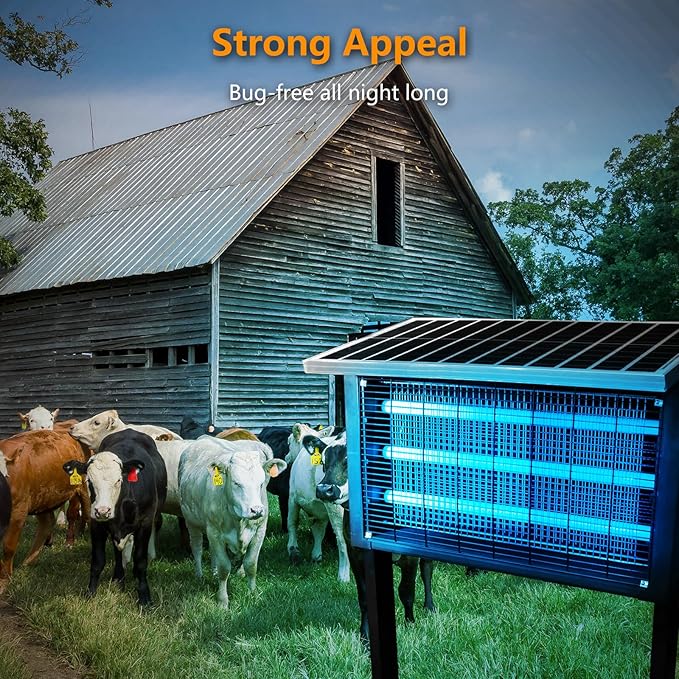 Powerful Super Large Solar Bug Zapper Outdoor for 8000 sq.ft, Poartable Rechargeable Mosquito Zapper with High Powered, Cordless Solar Fly Zapper for Patio Garden Backyard RV Camping Pond Pest Control