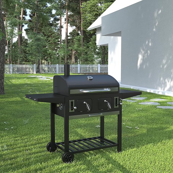 DIFY Extra Large Charcoal Grill with 589 Sq. In. Cooking Area and Foldable Side Table, Outdoor Barbecue Grill with a Liftable Charcoal Tray for Outdoor Picnic and Camping Grilling, Black