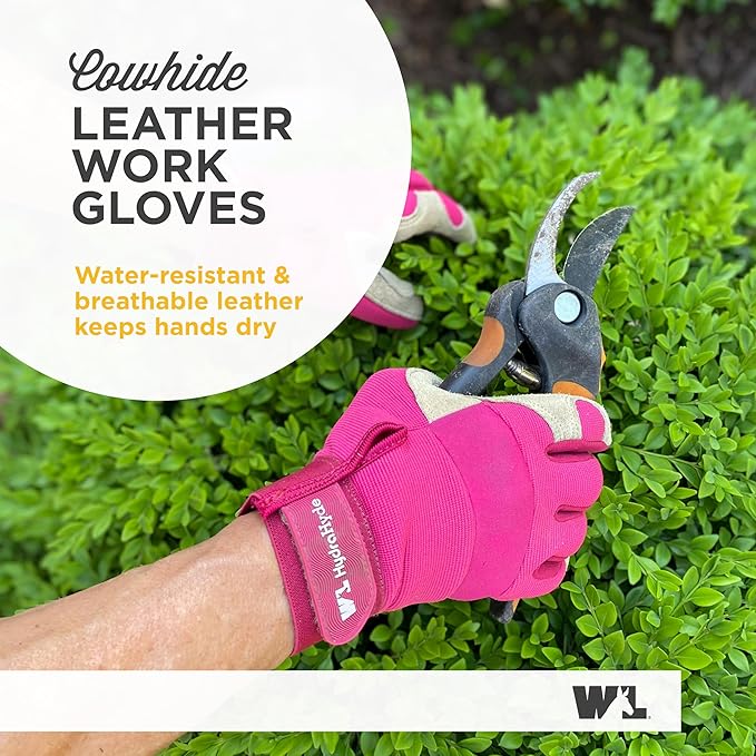 Wells Lamont Women’s HydraHyde Split Leather Hybrid Pink Gloves, Small (3268S)