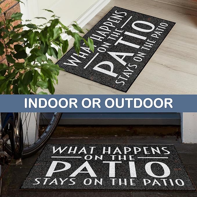 Patio Door Mat, Funny Welcome Mats Doormat Non-Slip for Patio Deck Yard Backyard Front Door Porch Indoor Outside Entrance Entryway, 17x30 Inch