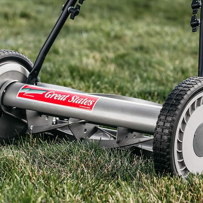 Great States 815-18 18-Inch 5-Blade Push Reel Lawn Mower, 18-Inch, 5-Blade, Grey