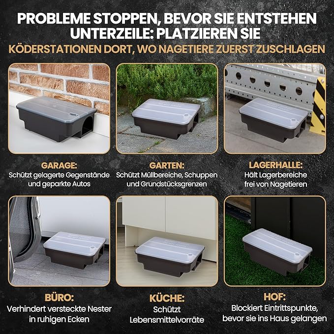 Köder-Discount Mouse & Rat Bait Station (Bait Not Included) – 2 Lockable Rat Bait Stations with Clear Lid & Dual Entry – Weather-Resistant, Tamper-Proof Rodent Trap (8.7 x 5.5 x 3.1)