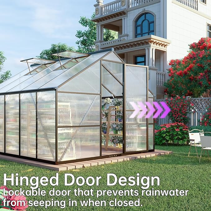 8x12 FT Greenhouse for Outdoors, Dark Gray