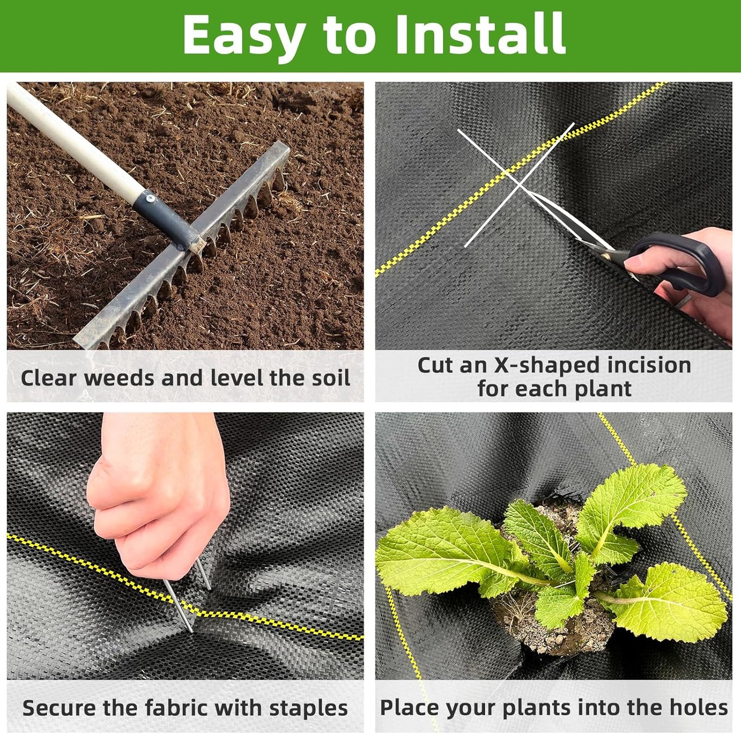 Shade&Beyond 4ftx100ft Weed Barrier Fabric 3.5oz Heavy Duty Landscape Fabric with Superior Permeability Weed Control, Garden Woven Ground Cloth with Staples