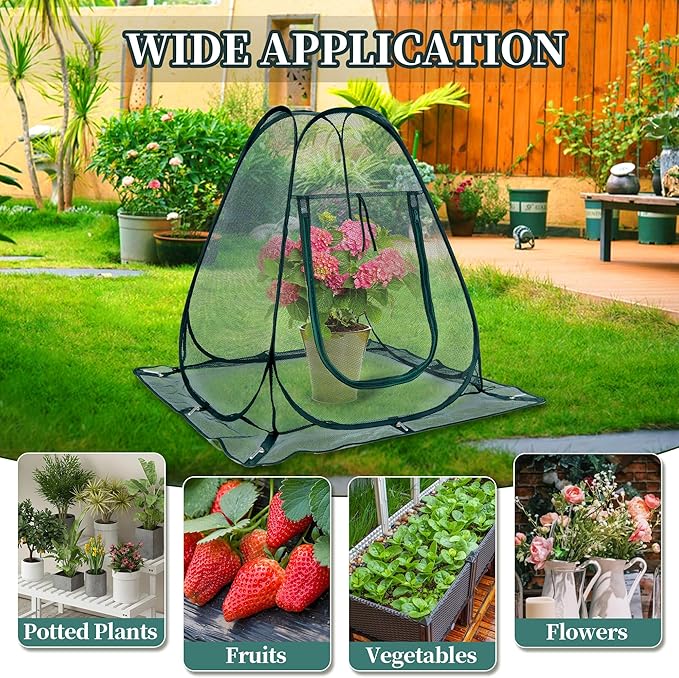 Pop up Garden Netting Cover Plant Guard Cover with Stakes Bird Plant Tent Protector for Vegetables Fruits Flowers (1, 28 * 28 * 32 inch)