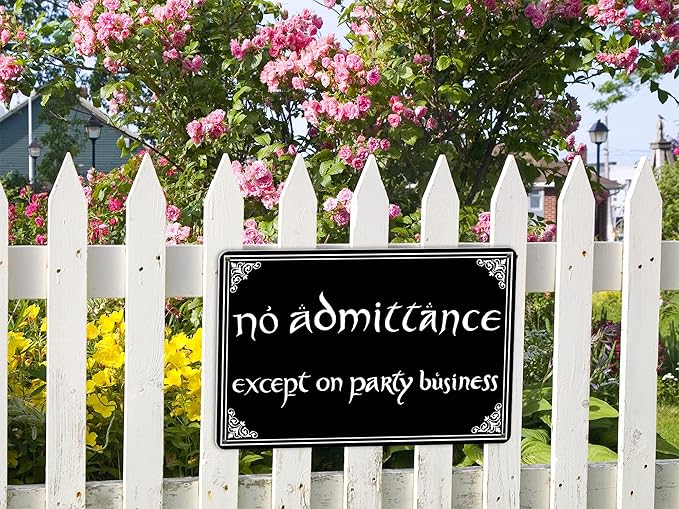 No Admittance Except on Party Business Door Sign Halloween Decor Funny Gothic Home Decor Man Cave Home Kitchen Metal Sign Vintage Tin Sign 12x8 Inch