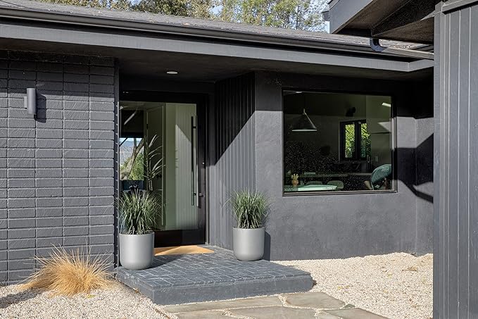 Veradek Mason Series Lima Planter - Round Planter for Indoor or Outdoor Porch/Garden | Made from Plastic-Stone Composite with Drainage Holes | Modern Décor for Succulents, Flowers, Small Plants