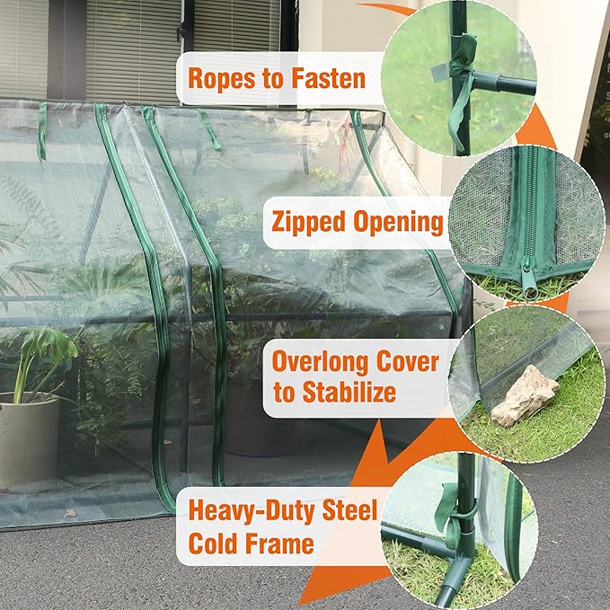 Gardzen Mini Greenhouse with Mesh Cover, Portable Outdoor Greenhouse, Enhanced Ventilation, Ideal for Spring, Summer & Fall 71.7"(L) x36.2(W) x42.5(H)