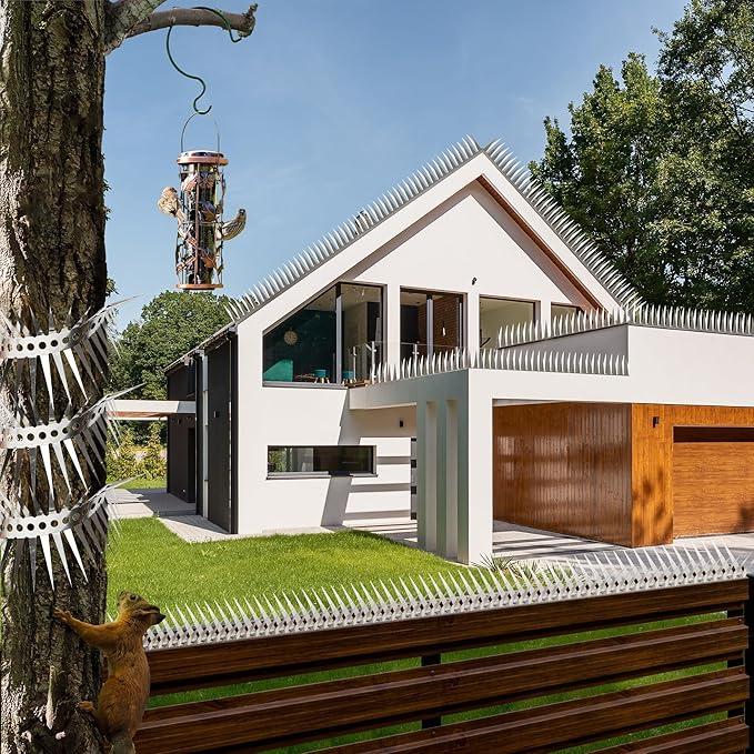 Squirrel Baffle Spikes, Stainless Steel Anti Climb Strips for Bird Feeder Pole, Raccoon and Squirrel Deterrent, Outdoor Security for Fence, Garden, Roof (60CM)