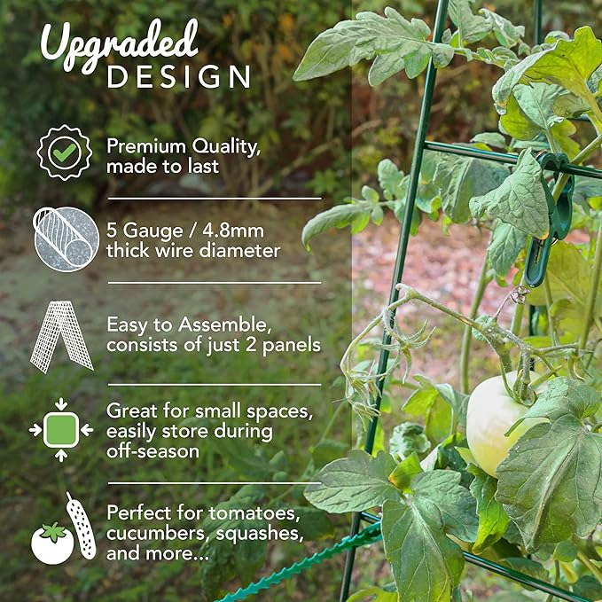 Cucumber Trellis - A Frame Trellis for Raised Bed Climbing Plants, Vegetables. Includes Plant Support Clips, Gardening Gloves, Cable Ties - Made from Galvanized Steel - Weather-Resistant
