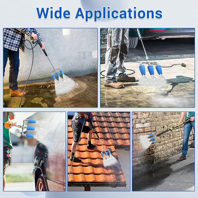 Triple Turbo Nozzle Pressure Washer, 360° Rotating Turbo Nozzle with 1/4" Quick Connector, 2.0 Orifice 3-in-1 Turbo Nozzle, 4000 PSI