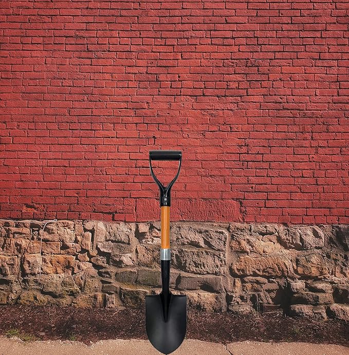 Ashman Short Handle Digging Shovel (1 Pack) - 27-inch Kids Beach & Garden Shovel with Sturdy Blade, D-Handle Gardening Tool