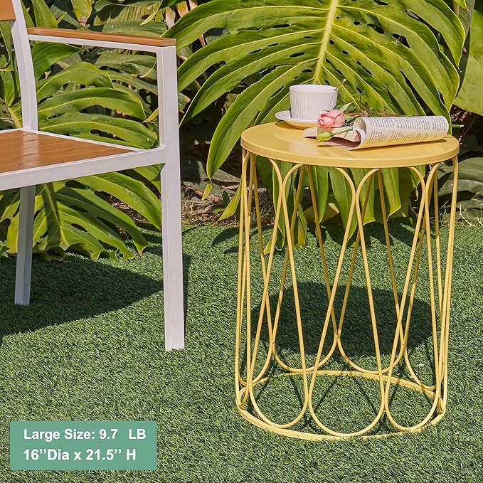 Y&M Set of 3 Round Heavy-Duty Side Table End Table, Outdoor Decorative Garden Stool Plant StandCoffee Table for Indoor Multifunctional Use,-Yellow(Ship from US)