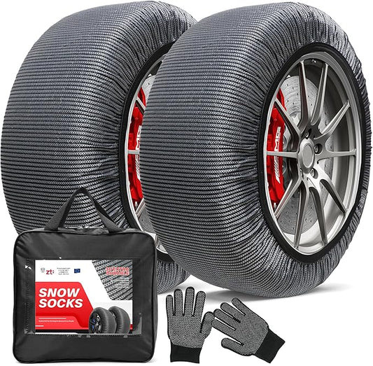 K-Musculo Snow Socks for Tires, Snow Socks Snow for Car SUV Pickup Easy to Use, Ultimate Grip, Washable.100 KM Safely In The Snow, EU EN-16662-1 Certififed(2 PACKS)-L