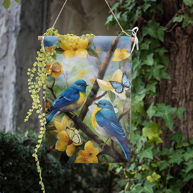 Summer Garden Flags Floral Bluebird Garden Flag Flower Spring Yard Flags for Outside 12x18 Double Sided Outdoor Front Porch Decor