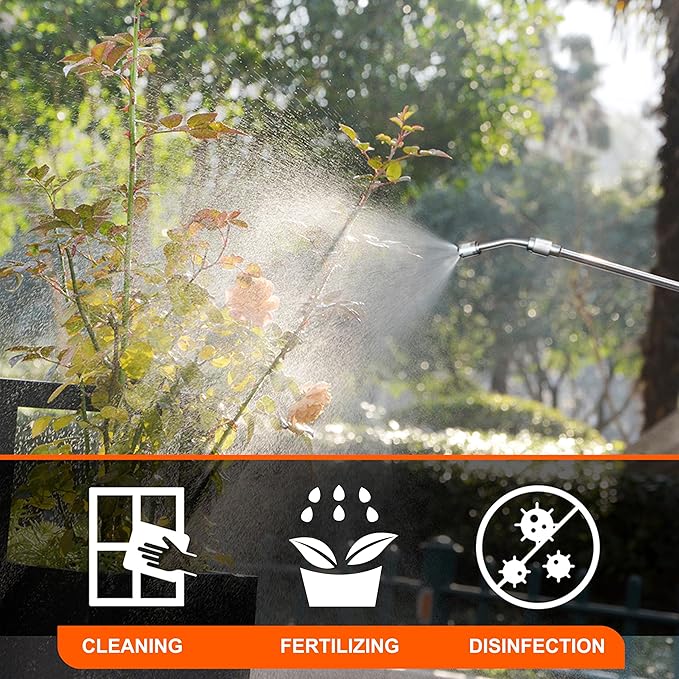 ES4 Electric Sprayer 1 Gallon Built-in 4000mAh Rechargeable Battery, Copper-Nickel Spray Nozzle Makes The Spray More Delicate, The Telescopic Spray Rod Can Reach Further