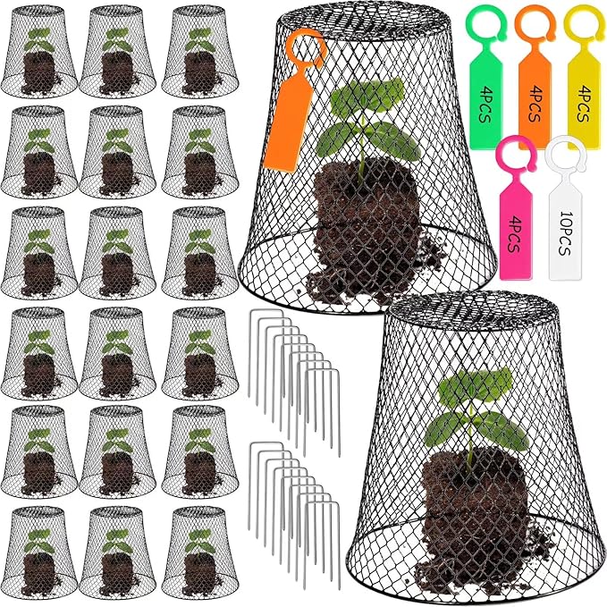 20 Pcs 9×9inch Chicken Wire Plant Covers Wire Garden Cloches Chicken Wire Cloche Plant Protector Metal Heavy Duty Garden Plant Cloche for Keeping Bunnies Chicken Squirrels Birds Other Out