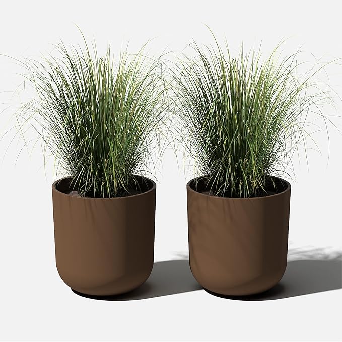 Veradek Mason Series Lima Planter for Indoor/Outdoor Garden | Made from Plastic & Concrete w/Drainage Holes | Modern Décor for Succulents, Flowers, Small Plants