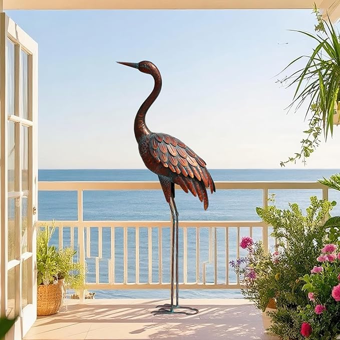 chisheen Outdoor Garden Crane Statues and Sculptures Metal Yard Art Statue for Garden Decoration Large Size