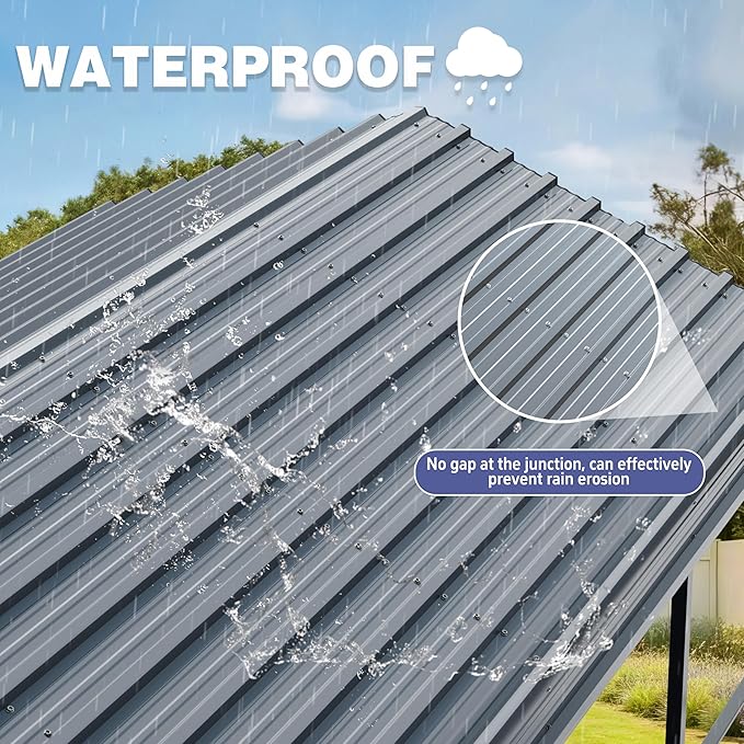 JY QAQA 12 x 20 FT Heavy Duty Metal Carport Canopy with Galvanized Steel Roof, Outdoor Car Tent Metal Garage Shelter for Car, SUV, Trucks and Boats