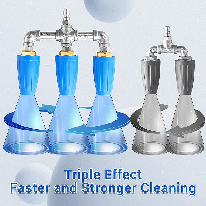 Triple Turbo Nozzle Pressure Washer, 360° Rotating Turbo Nozzle with 1/4" Quick Connector, 2.0 Orifice 3-in-1 Turbo Nozzle, 4000 PSI