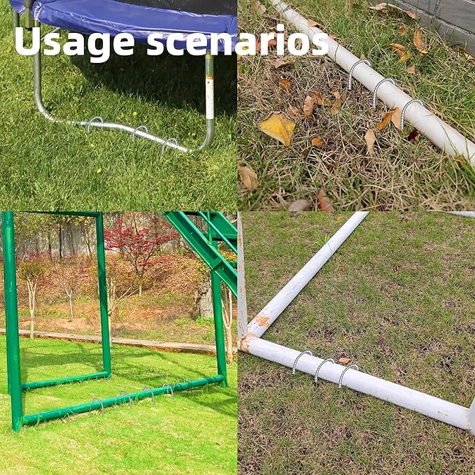 10 Pack Ground Garden Rebar Stakes Rebar 16 Inch Anti-Rust Galvanized Steel J Shape Hook Heavy Duty Ground Anchors for Tents, Position Kits,Fences, and Trampolines Landscape Fabric