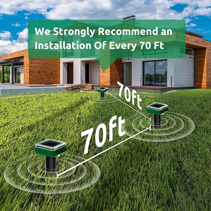 X-PEST 8 Pack Mole Repellent for Lawns Solar Powered Groundhog Spikes, Ultrasonic Mole Stakes for Yard, Waterproof Gopher Repellent to Get Rid of Chipmunk, Vole and Snake for Garden