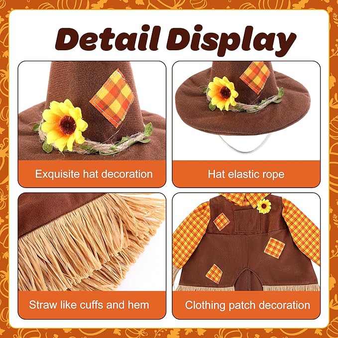 DECOHS 2 Pcs/Set Scarecrow Porch Goose Outfits, Fall Thanksgiving Lawn Goose Statue Scarecrow Costume, Garden Goose Scarecrows Clothes Hat for 23" Statue Autumn Halloween Outdoor Patio Yard Decoration