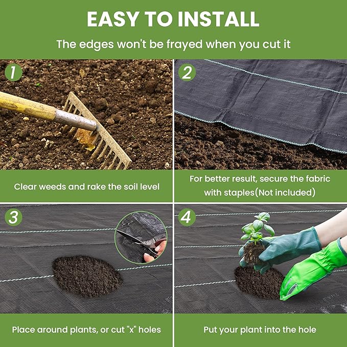 3FT x 100FT Weed Barrier Landscape Fabric, 3.2oz Premium Heavy Duty Garden Cloth, Ground Cover for Gardening,Black Garden Bed Liner