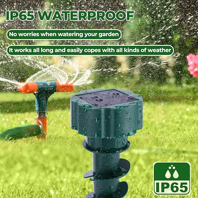 Mole Repellent Solar Powered – Ultrasonic Animal Deterrent Stakes for Gopher, Snake, Vole, Groundhog – Waterproof Sonic Spikes for Yard, Lawns, Garden & Outdoor (4 Pack)