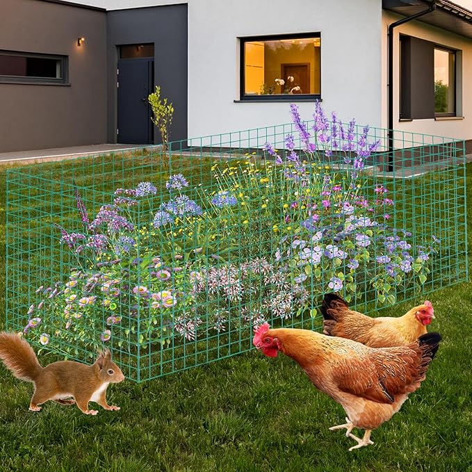 4 Packs Wire Plant Protectors,15.3" X 15.3" Wire Mesh Plant Protector cage,DIY Garden and Vegetable Protectors,Plant Cage to Protect Plants from Animals