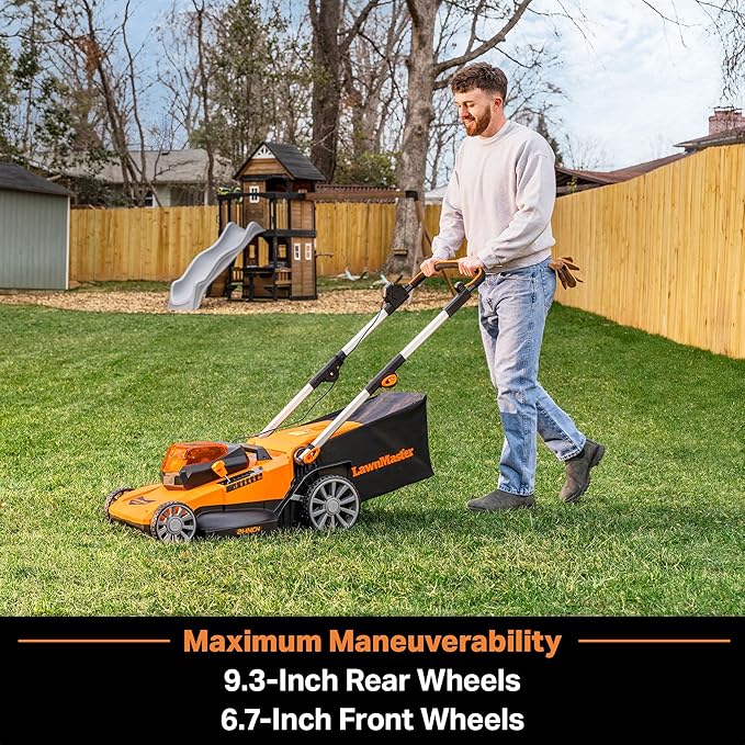 LawnMaster CLMF4821A Cordless Lawn Mower Brushless 48V MAX* 21Inch 3-in-1 Function Up to 1/2 Acre with 4X24V MAX* 4.0Ah Battery and a Dual Charger