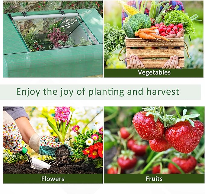 Outsunny 71" x 55" x 32" Mini Greenhouse, Small Green House, Garden Planting Shed, Outdoor Flower Planter Warm House with Zipper Windows and Door, Green