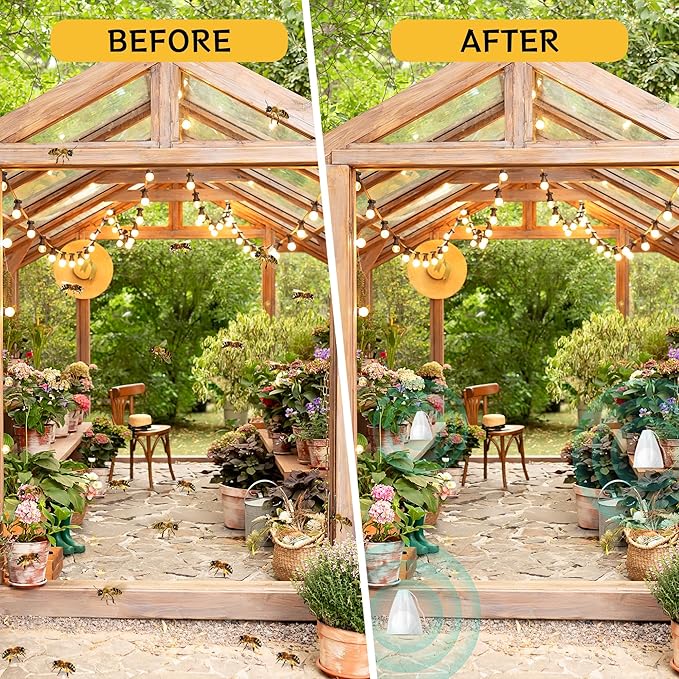 24PCS Wasp Repellent Balls Patio, Natural Peppermint Oil Bee Deterrent for Indoor & Outdoor, Natural Pest Control, Safety for Pet and Kids, Repels Bee, Yellowjacket, Hornet, Wasp, Mud Dauber