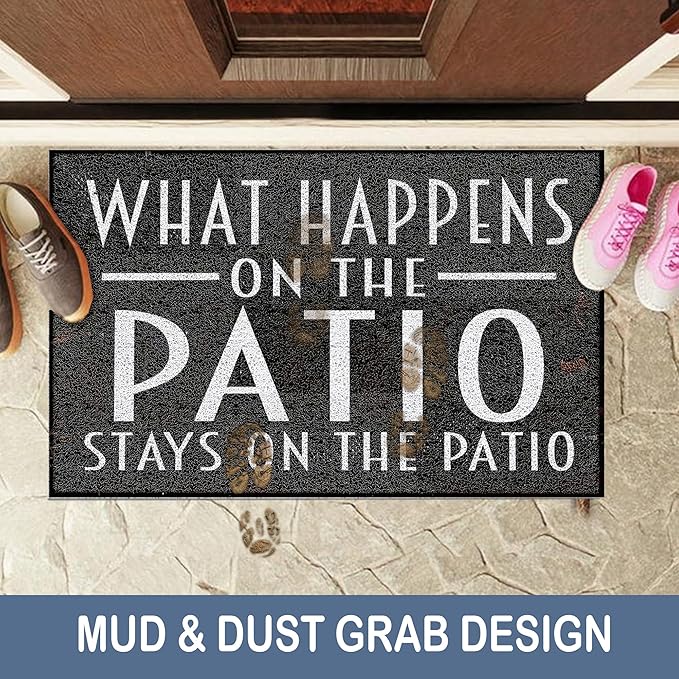 Patio Door Mat, Funny Welcome Mats Doormat Non-Slip for Patio Deck Yard Backyard Front Door Porch Indoor Outside Entrance Entryway, 17x30 Inch