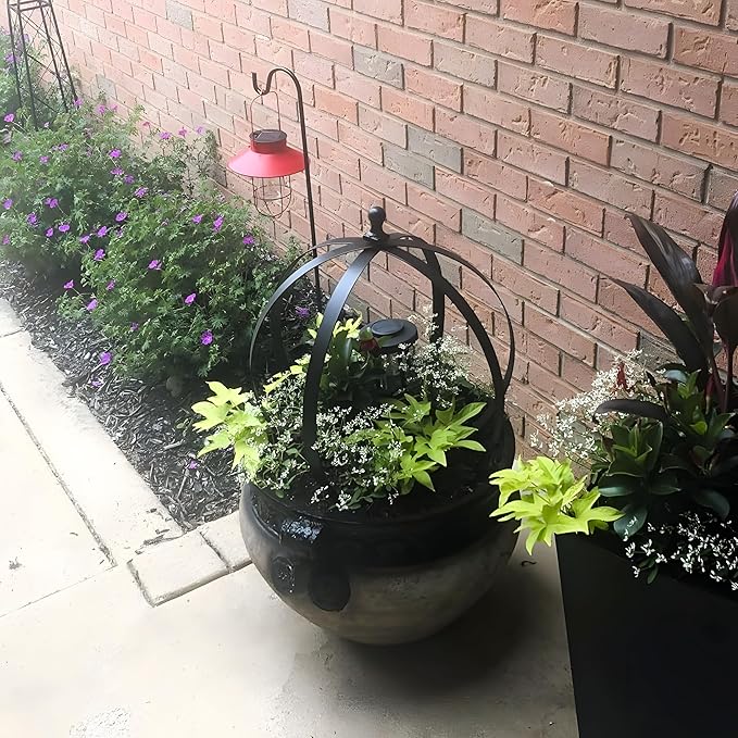 Set of 2 Metal Garden Trellis Obelisks - Durable Black Powder Coated Round Climbing Frames for Plants - Ideal Decorative Support for Flowers & Vines - Ideal for Indoor & Outdoor Gardens