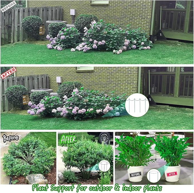 4 Pack Snake Plant Support Stakes, Peony Cages and Supports, Heavy-Duty Plant Stabilizer Support, Hydrangea Support Cage, Dahlia Support Ring, Plant Support Stake for Indoor and Outdoor Potted Plants