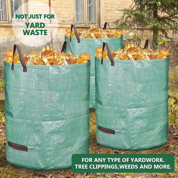3 Pack 72 Gallon Reusable Yard Waste Bags Heavy Duty Lawn and Leaf Bags Yard Waste Container Garden Grass Bags