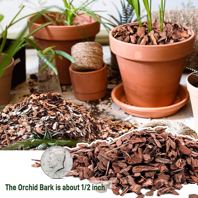 14qt Organic Orchid Potting Bark -Natural Mulch for Potted Plants, Root Development of Orchid Plants and Garden Soil Amendment Mix