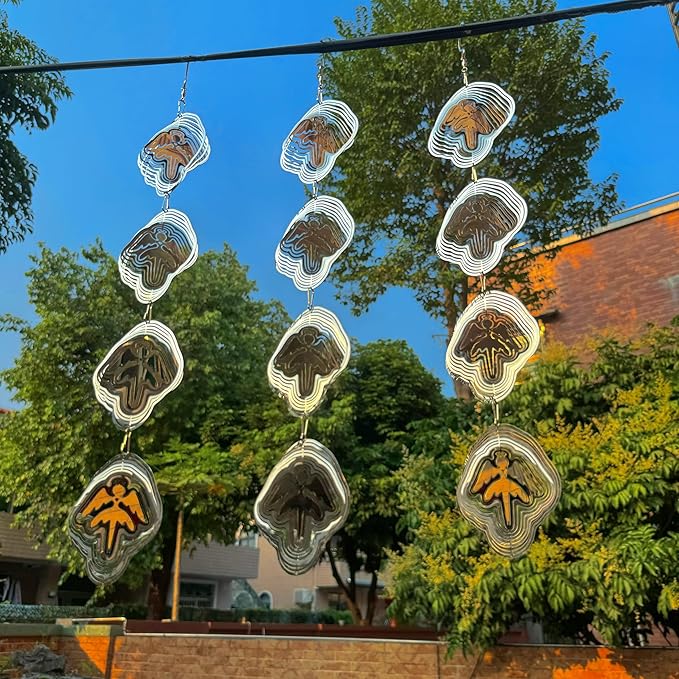 Angel Bird Scare Discs Set-Highly Reflective Double-Sided Bird Reflectors,Extra Sparkly Metal Wind Spinner Outdoor Garden Decor, Bird Devices Deterrent to Scare Birds Away from Yard Patio Farm