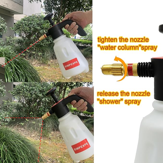 SIMPEXPE Handheld Garden Pump Sprayer， Lawn & Garden Pressure Water Spray Bottle with Adjustable Brass Nozzle for Plants and Other Cleaning Solutions 0.5 Gal 2L Gold