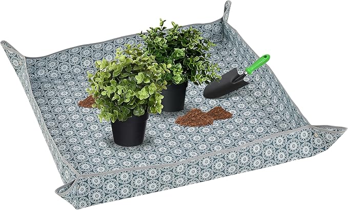 Heavy-Duty Waterproof – Indoor Plant Transplanting & Mess Control Mat, Thick Succulent Potting Tray for Soil Change, Spill-Proof Gardening & Pet Grooming Mat (L - 39.4" X 39.4")