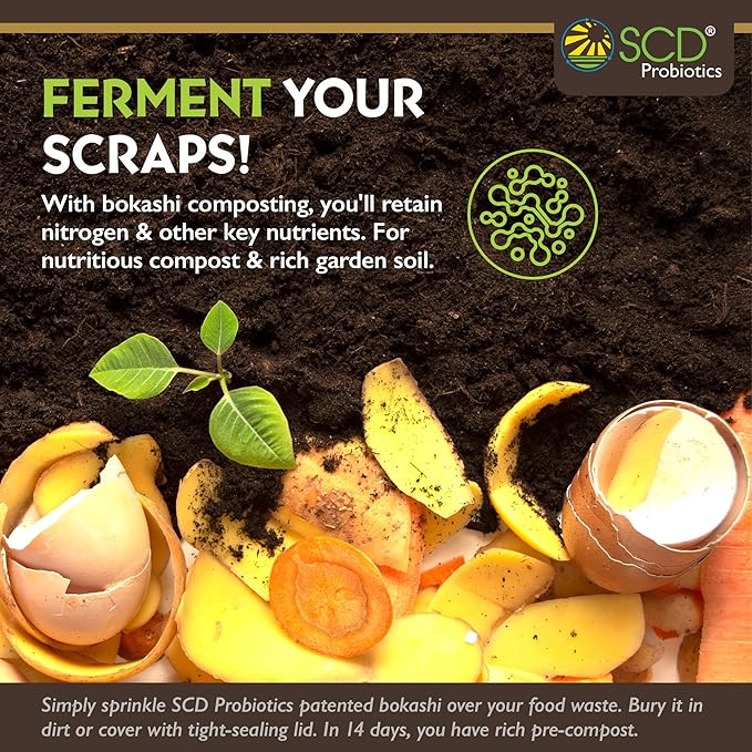 All Seasons Bokashi Compost Starter 2 lbs (1 Gallon) - Dry Bokashi Bran for Kitchen Compost Bin, Compost Food Pet Waste Quickly & Easily with Low Odor by SCD Probiotics