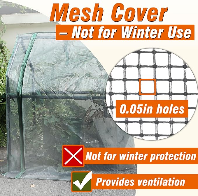 Gardzen Mini Greenhouse with Mesh Cover, Portable Outdoor Greenhouse, Enhanced Ventilation, Ideal for Spring, Summer & Fall 36.2"(L) x36.2(W) x59.5(H)